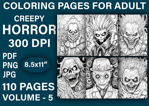 Creepy Horror Gothic Coloring Book Graphic by Little Cat · Creative Fabrica