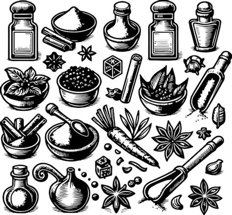 Premium Vector Spices Set Doodle Illustration