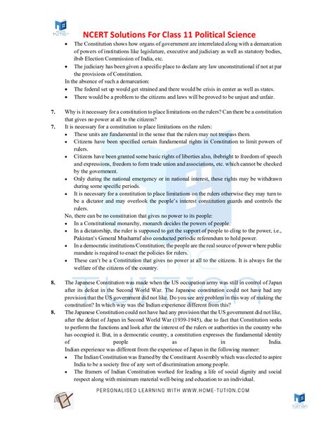 Ncert Solutions For Class Political Science Chapter Constitution