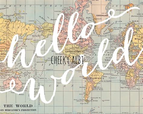 Printable Hello World Vintage World Map Kid's Room | Etsy