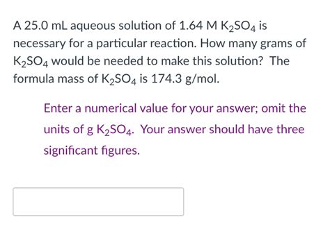 Solved A Ml Aqueous Solution Of M K So Is Chegg