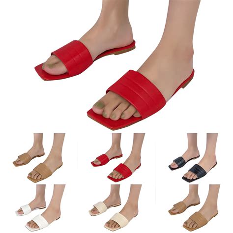 Akiihool Women Sandals Wide Width Women's Elastic Ankle Strap Flat ...