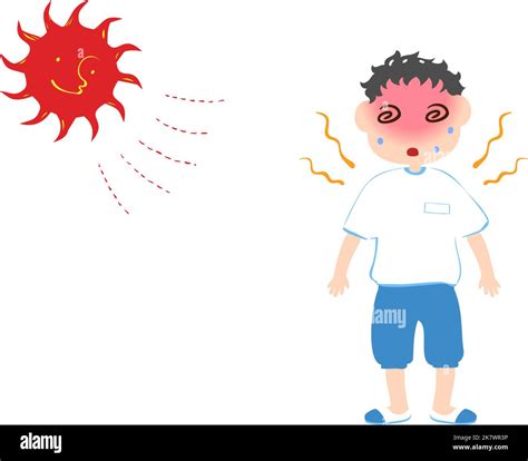 Illustration Of A Boy Having Dizziness Due To Heat Stroke Stock Vector