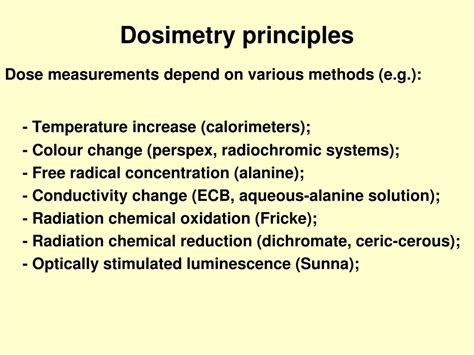 PPT - DOSIMETRY SYSTEMS, METHODS, APPLICATION, SELECTION CRITERIA ...