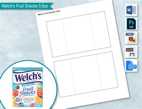 Welchs Fruit Snacks 0 9oz 25 5g Blank Wrapper Template Etsy