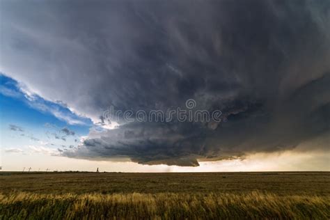 Supercell Thunderstorm Over a Field Stock Image - Image of dark ...