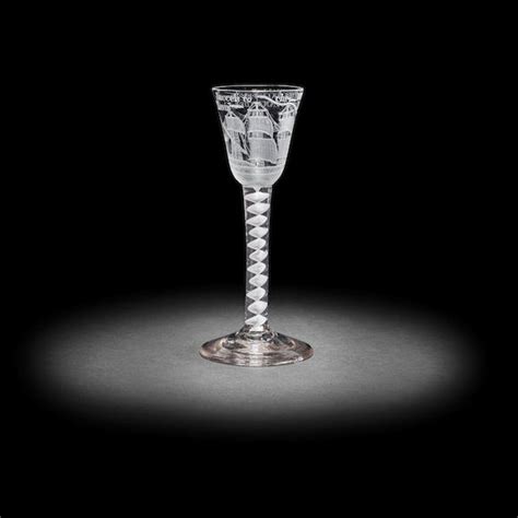 Bonhams The Duke Of Cornwall An Important Engraved Privateer Wine Glass Circa 1760