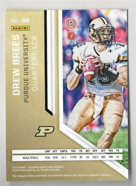 Drew Brees Panini Prizm Draft Picks Card Purdue Ebay