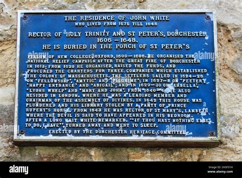 Plaque Depicting The Residence Of John White In Dorchester Dorset