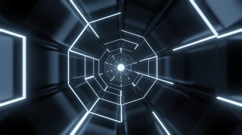 Abstract Black Sci Fi Tunnel And White Light Seamless Loop 4k 3d