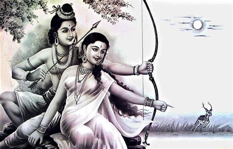 HD wallpaper: Lord Rama And Mata Sita, Rama and Sita sketch, God, hindu ...