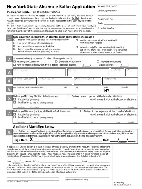 Ny Absentee 2021 2024 Form Fill Out And Sign Printable Pdf Template