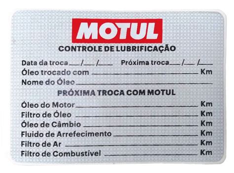 Adesivo Controle De Lubrificação Motul Thomas Parts