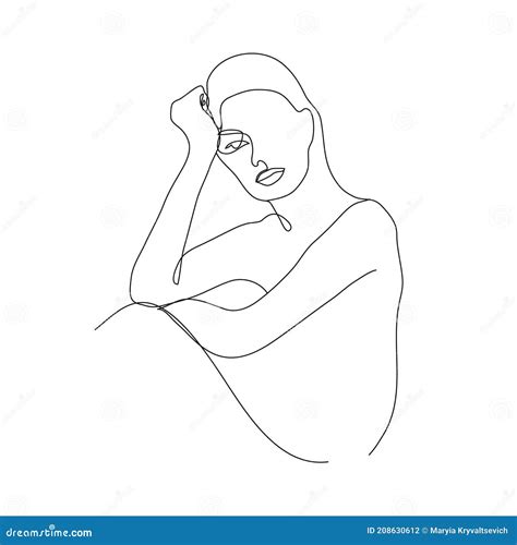 Vector Minimalist Linear Woman Illustration Abstract Continuous Line