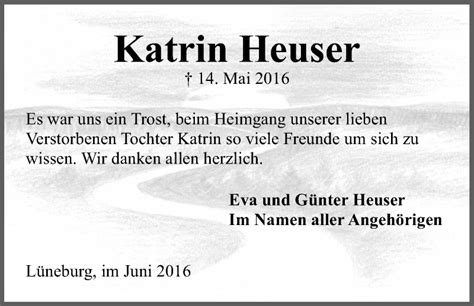 Traueranzeigen Von Katrin Heuser Trauer L Neburg De