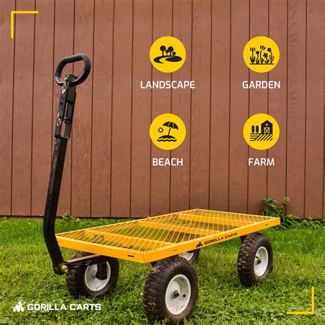 Gorilla Ground Work Wagon Steel Utility Cart For Garden Lawn Yard