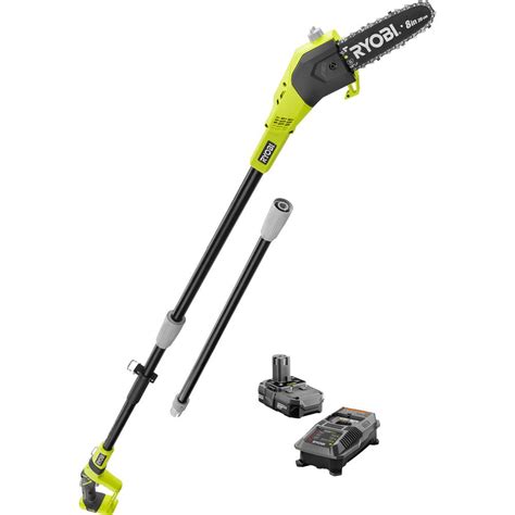 Ryobi One 8 In 18 Volt Lithium Ion Cordless Pole Saw 1 3 Ah Battery And Charger Included P4361