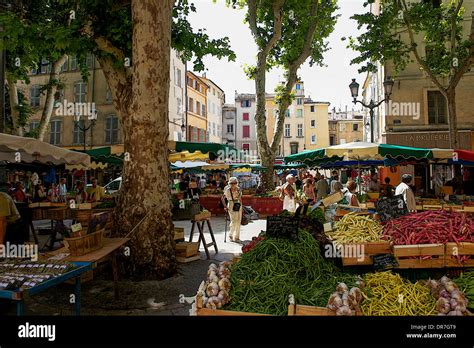 Morning Market At The Place Richelme Aix En Provence France Stock