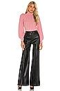 Alice Olivia Dylan Vegan Leather High Waist Wide Leg Pant In Black