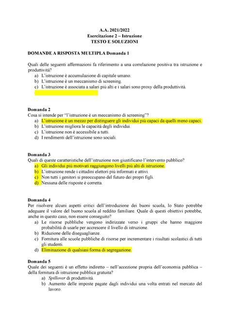 Esercitazioni Primo Parziale A Esercitazione Istruzione