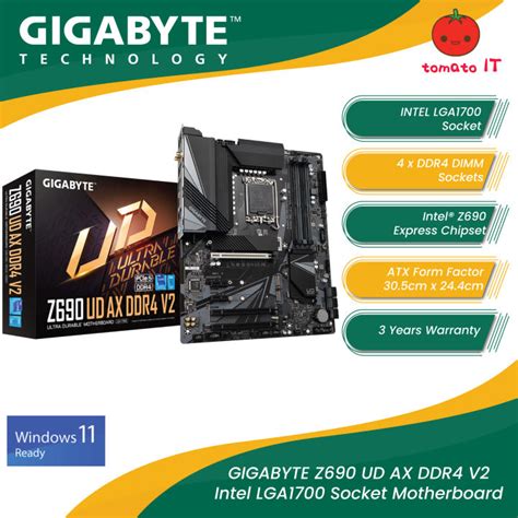 GIGABYTE Z690 UD AX DDR4 V2 Intel LGA1700 Socket Motherboard Lazada