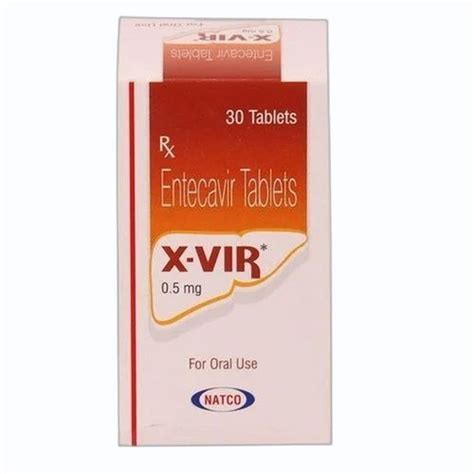 X Vir Entecavir Tablet 05 Mg 30 Tablets At Rs 1200bottle Anti Hiv