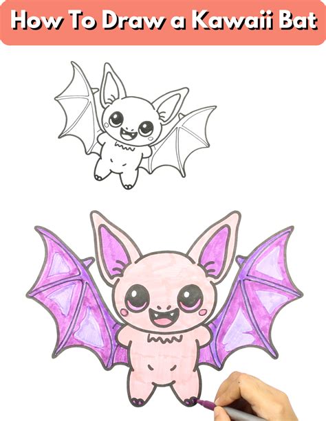 Cute Bat Drawing | How To Draw A Kawaii Bat