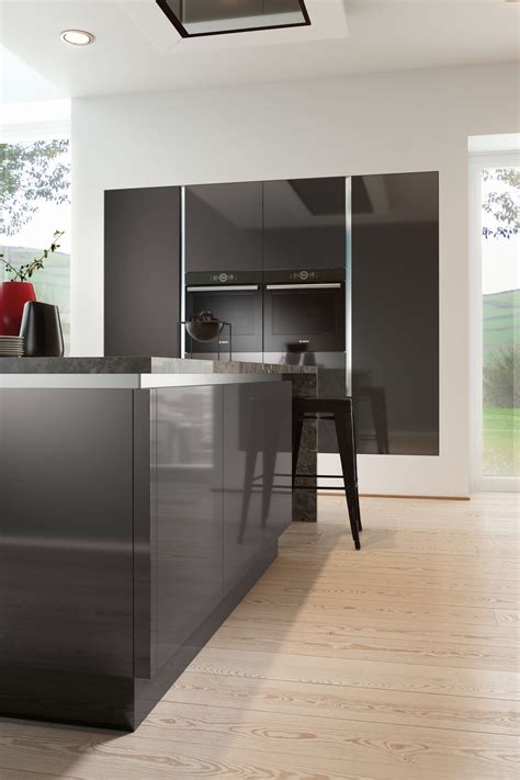 Vero Handleless Rail System High Gloss Anthracite Kitchen Door