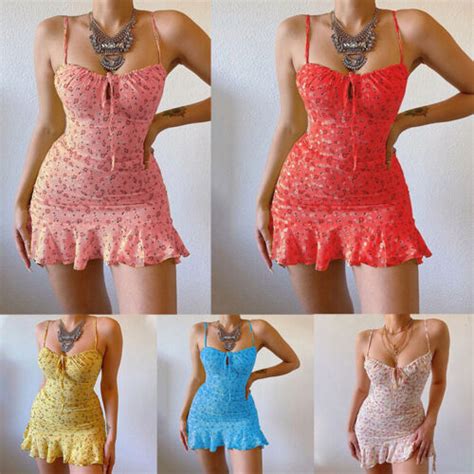 Hot Sexy Women Summer Beach Club Party Sundress Strappy Ruffle Mini