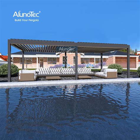 AlunoTec Backyards Hot Tubs Decks Gardens Black Grey Pergola With RGB