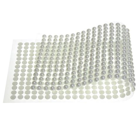 Plastic Pearls Flat Bead Self Adhesive Stickers 6mm 36 Strips White