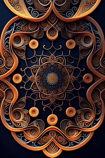 Premium AI Image | A digital art print of a blue and orange design.