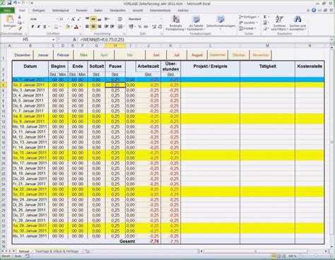 Arbeitszeiterfassung Mit Zuschl Gen Excel Vorlage Kostenlos Elegant