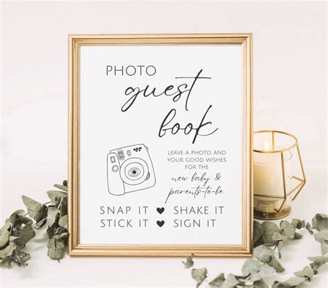 Minimalist Polaroid Photo Guest Book Sign Baby Shower Polaroid Book