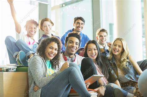 University students laughing in classroom - Stock Image - F014/3717 ...