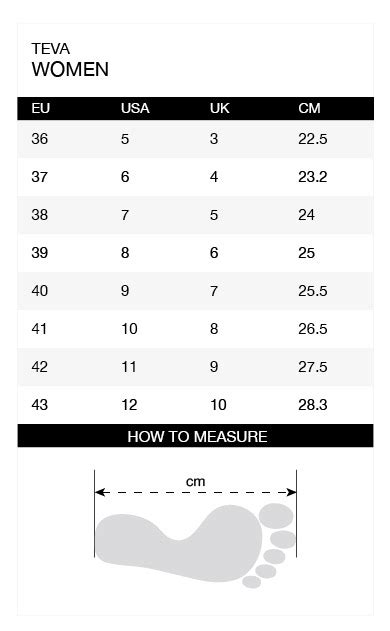 Teva Size Chart Women