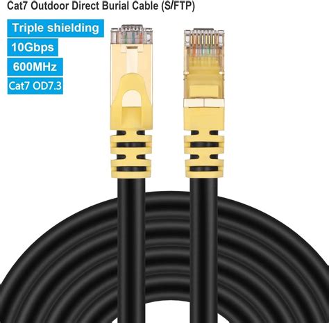 66 Ft 20m Black Flat Shielded Cat7 Shielded Rj45 Ethernet Connection Cablenetwork Cable