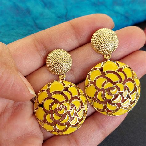 Yellow Bohemian Vintage Statement Earrings For Women FashionCrab