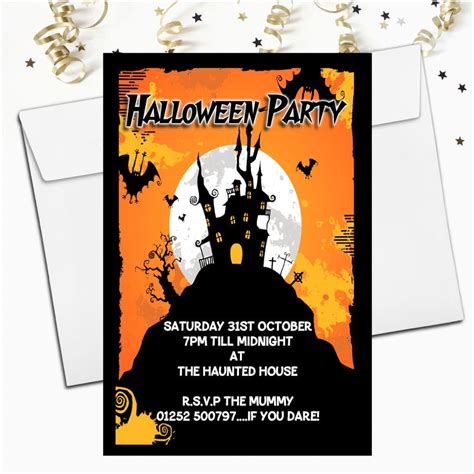 10 Personalised Haunted House Halloween Party Invitations N8