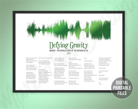 Defying Gravity Sound Wave and Lyrics Art Wicked Printable | Etsy