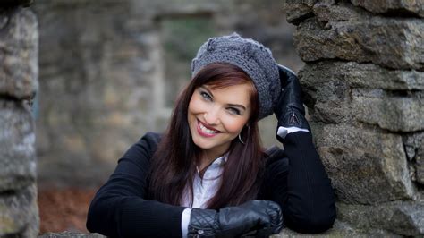 Blue Eyes Brunette Depth Of Field Girl Hat Model Smile Woman K