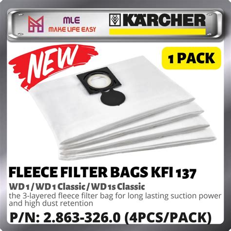 Karcher Vacuum Wd Wd S Fleece Filter Bag Pack Pcs