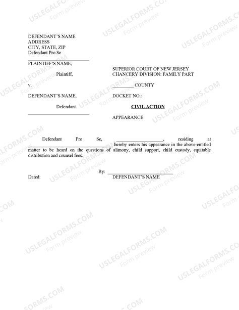 New Jersey Notice of Appearance in Family Matter - Notice Of Appearance New Jersey | US Legal Forms