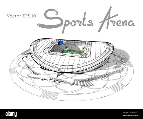 Hand Drawn Sketch Of The Main Stadium In Kazan Stock Vector Image And Art