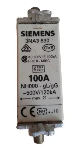 Fusivel Nh T000 100a 500vca 120ka 3na3 Siemens