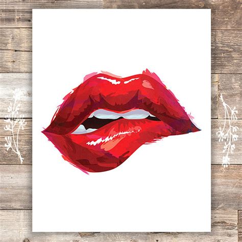 Red Lips Art Print Unframed 8x10 Fashion Wall Decor Etsy