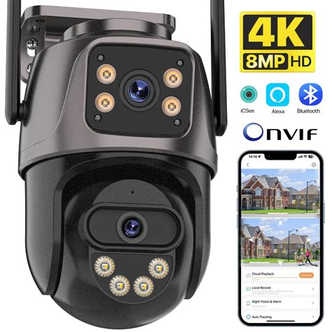 4K 8MP Ultra HD IP Camera Outdoor Dual Lens Dual Screen 4MP Wifi Camera