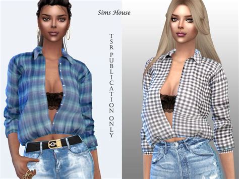 Sims House's Women's unbuttoned print shirt | Sims, Sims 4 clothing ...