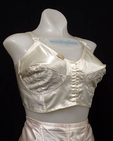 Vintage 50s Cream Satin Long Line Bullet Bra New Old Stock 40b Ebay