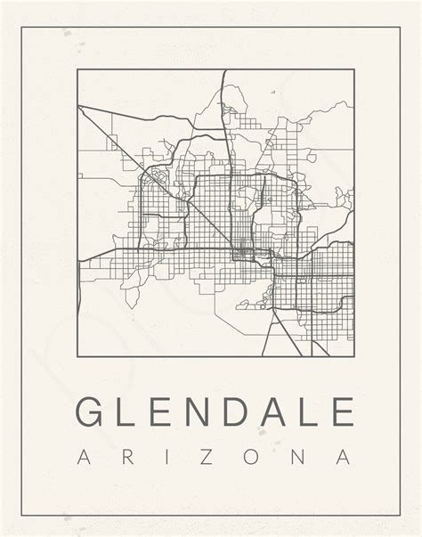 Glendale Arizona Map Arizona Cardinals Map of Glendale - Etsy